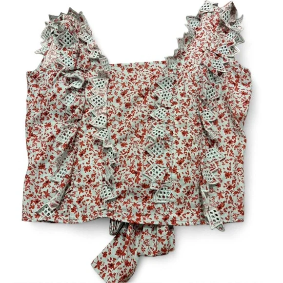 Anthropologie Blue Tassel Trina Blouse Sz L - Picture 4 of 6